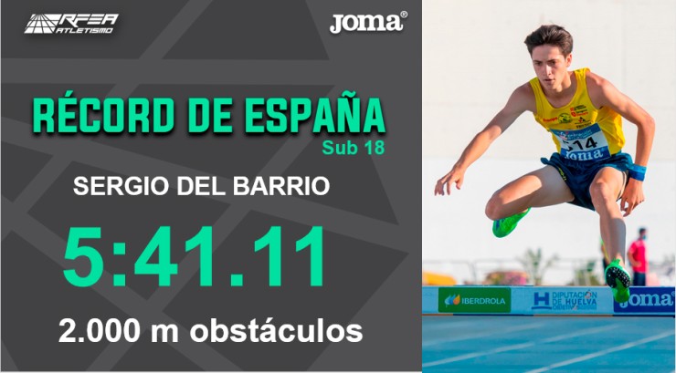 Sergio del Barrio bate su propio récord de España Sub-18 de 2.000 obstáculos