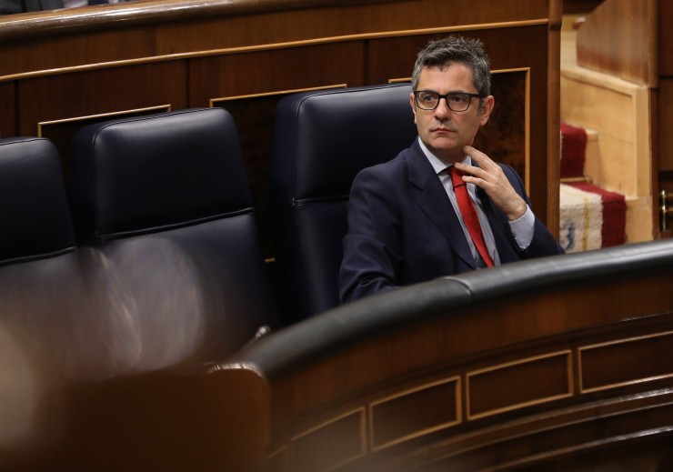 El ministro Félix Bolaños en el Congreso de los Diputados, este jueves. (Marta Fernández / Europa Press)