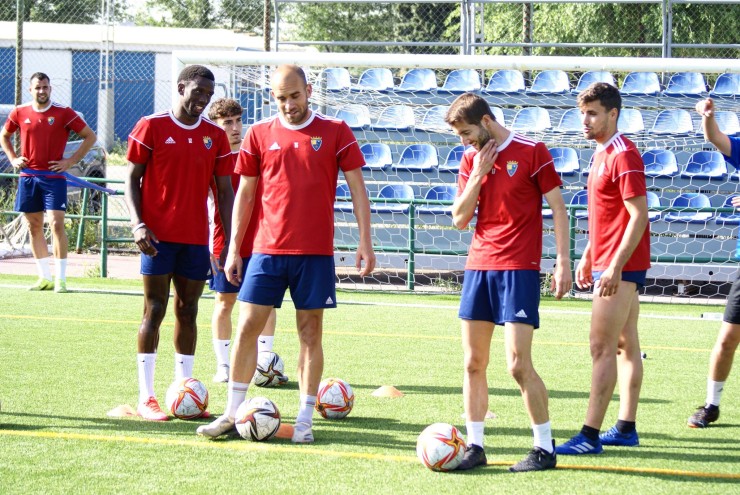Los jugadores del CD Teruel durante un entrenamiento.