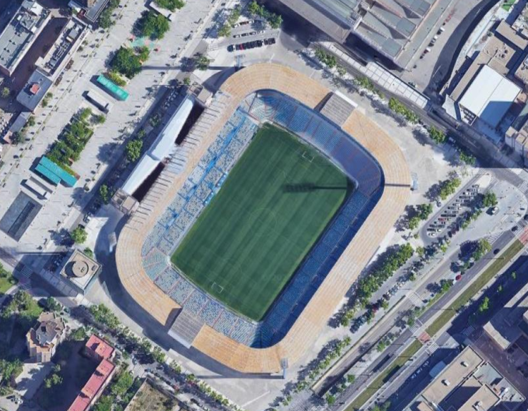 Vista aérea del estadio de La Romareda. / Foto: Google Maps.