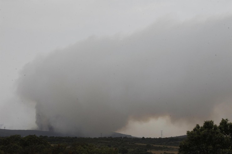 El incendio forestal ha sobrepasado los límites la reserva de la Sierra de la Culebra. (EFE/Mariam A. Montesinos)