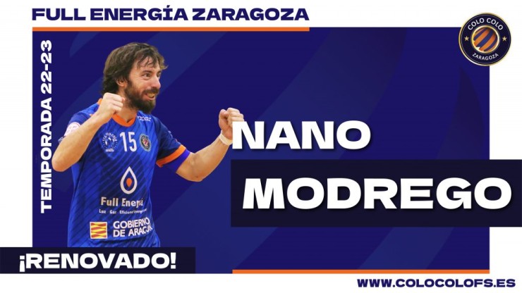 Nano Modrego renovado con Full Energía Zaragoza.