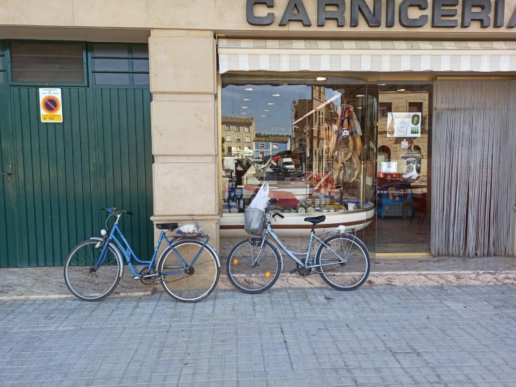 Los vecinos de Pina de Ebro utilizan sus bicicletas para los quehaceres diarios. / E. B.