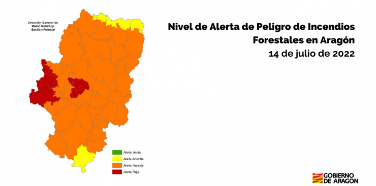 Alerta roja de peligro de incendios forestales. / Gobierno de Aragón