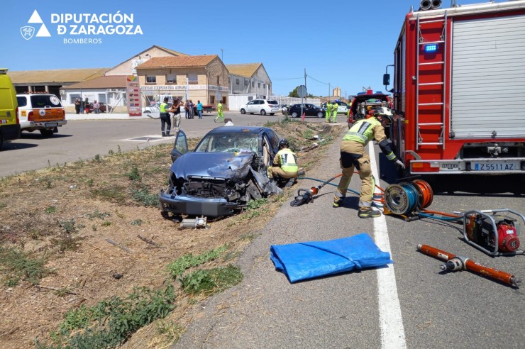 El accidente se ha producido a la altura del acceso a la cooperativa Santa Ana de Quinto. / DPZ