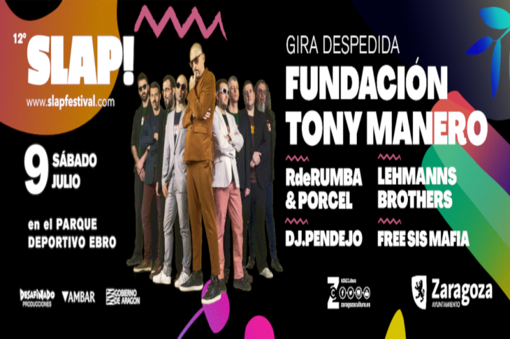 Cartel del Slap! Festival se celebrará el sábado 9 de julio en el Parque Deportivo Ebro de Zaragoza.