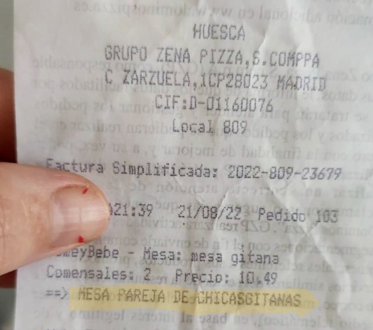 Imagen del ticket que ha compartido Manolín Giménez en redes sociales.
