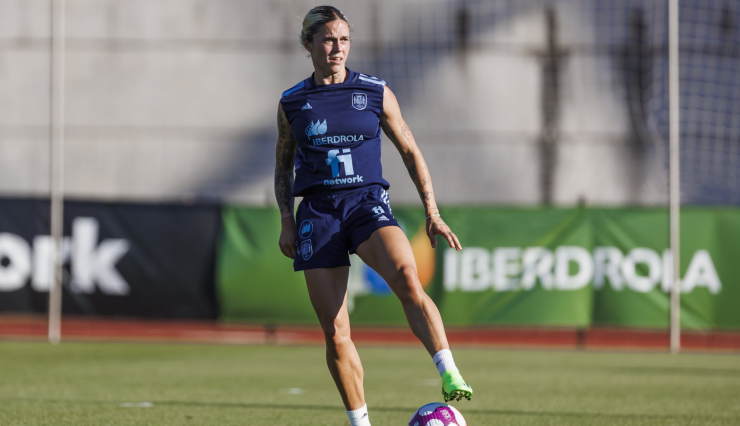Mapi León, en un entrenamiento con la selección española femenina. Foto: SEFútbol