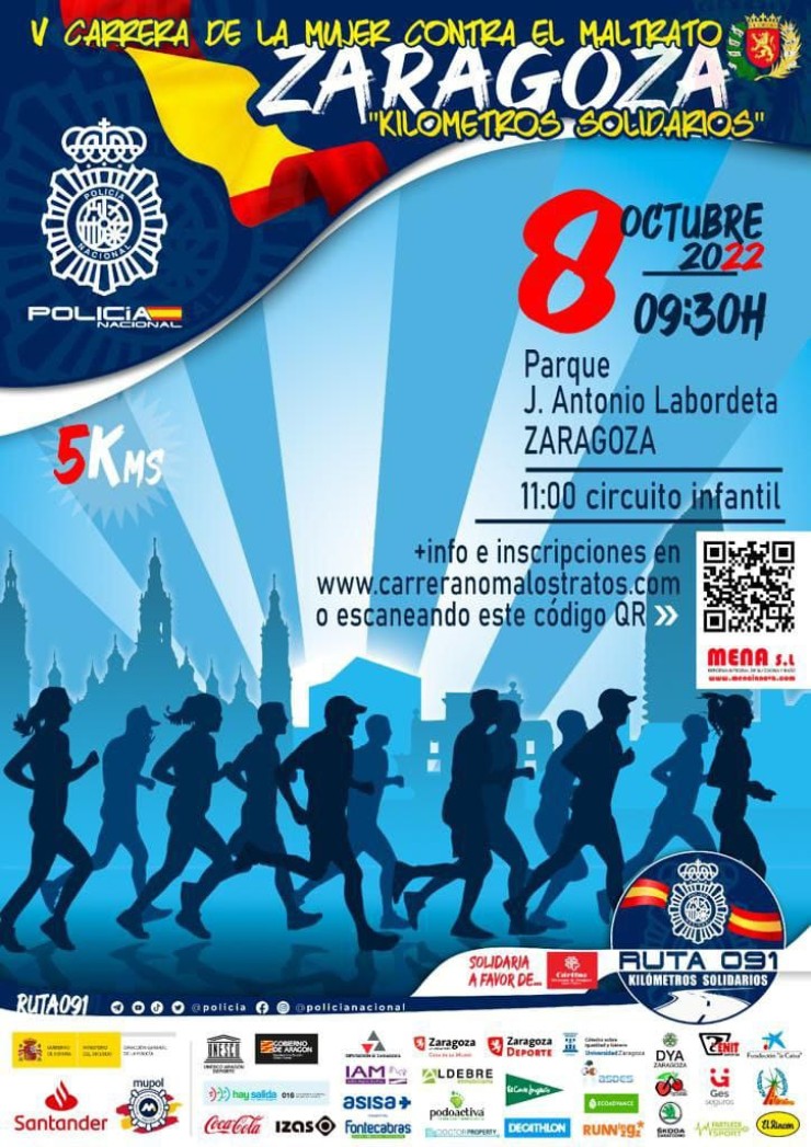 La Policía Nacional celebra su carrera 5K contra el maltrato el 8 de octubre en Zaragoza./Policía Nacional.
