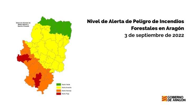 Nivel de alerta de peligro de incendios forestales. / Gobierno de Aragón