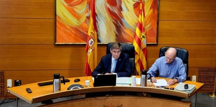 El vicepresidente y consejero de Industria, Competitividad y Desarrollo Empresarial del Ejecutivo aragonés, Arturo Aliaga durante la conferencia sectorial de Energía. / Gobierno de Aragón.