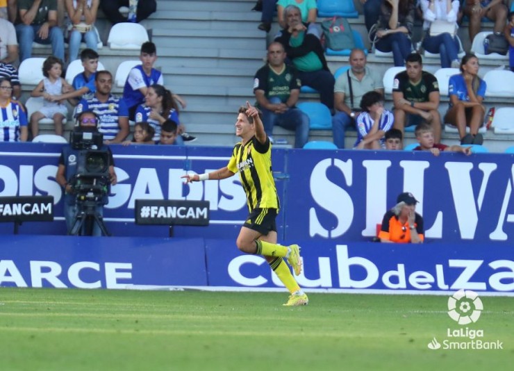 Giuliano Simeone celebra su segundo gol en El Toralín. Foto: LaLiga