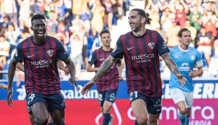 Celebración de un gol de la SD Huesca. Foto: LaLiga
