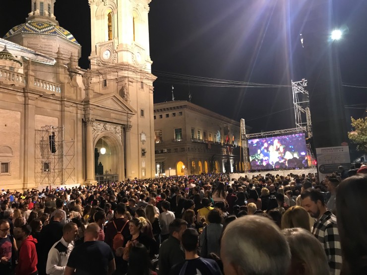 Imagen de archivo de un multitudinario concierto en la plaza del Pilar en las fiestas. /  Europa Press