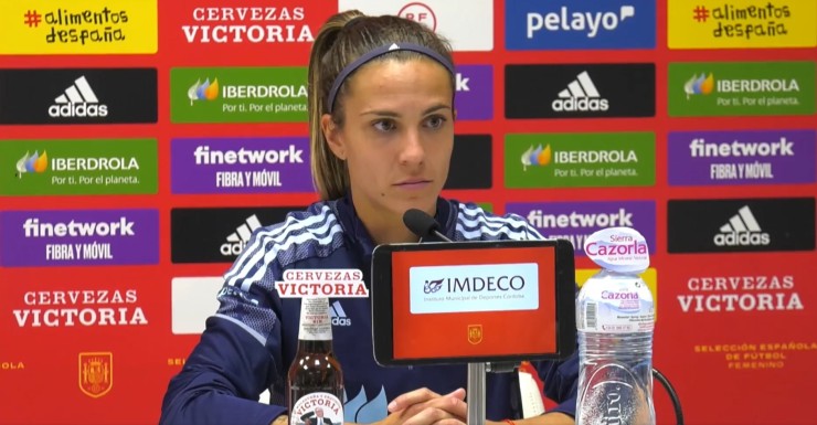 Marta Cardona en rueda de prensa tras el partido