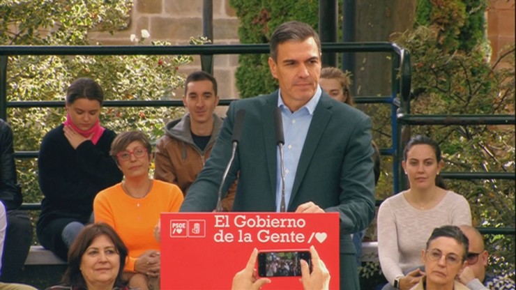 El presidente del Gobierno, Pedro Sánchez, en un mitin del PSOE en Soria.