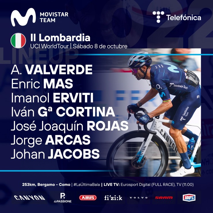 Equipo del Movistar Team para el Giro de Lombardía.