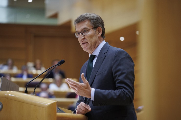 Foto de archivo del presidente del PP, Alberto Núñez Feijóo, en el Senado. / Europa Press.