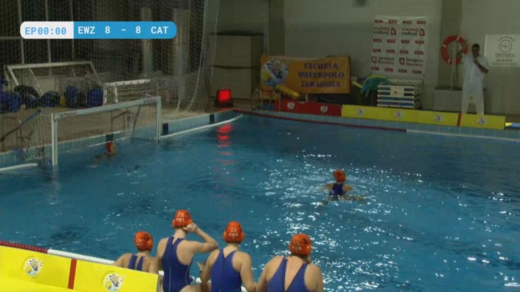 La Escuela Waterpolo Zaragoza, en el partido de la jornada pasada ante Catalunya.