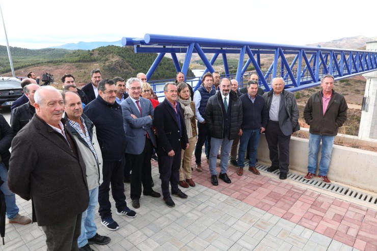 El presidente de Aragón, Javier Lambán, ha visitado este jueves las obras del embalse de Mularroya. Fuente: Gobierno de Aragón.