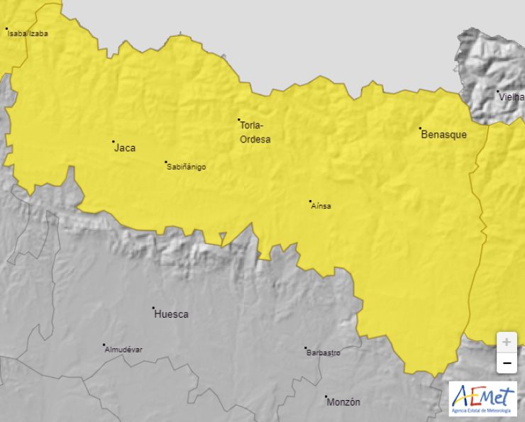 El Pirineo oscense, en aviso de nivel amarillo por nevadas y temperaturas mínimas. | Aemet