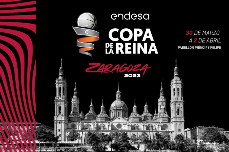 Cartel oficial de la Copa de la Reina 2023 que se celebrará en Zaragoza.