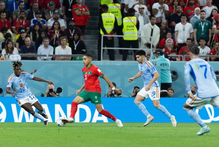 Una imagen del partido entre España y Marruecos. Foto: @SEFutbol