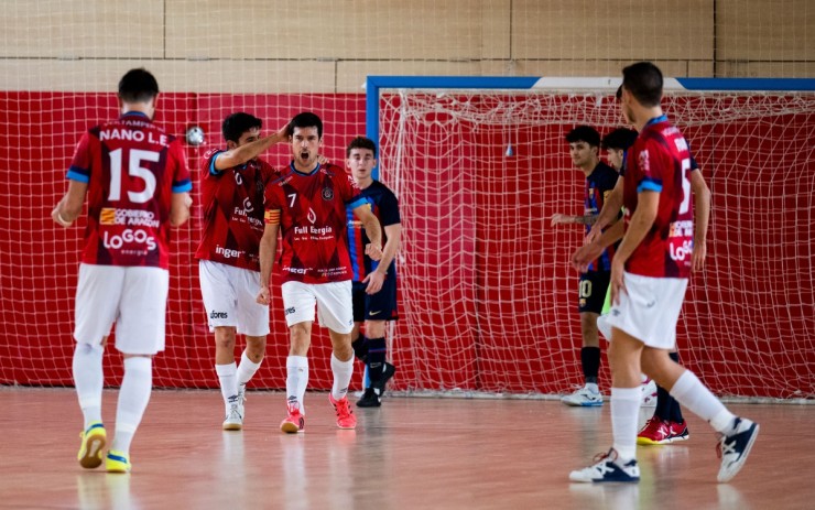 Los jugadores del Full Energía Zaragoza celebran un gol en un partido reciente.