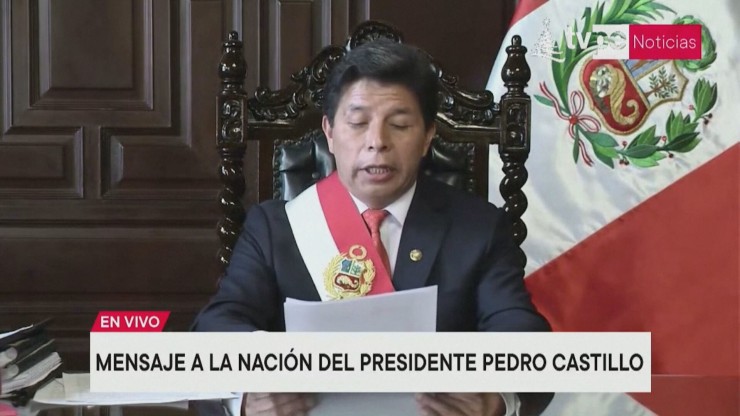 Pedro Castillo, durante el anuncio que ha provocado su destitución. / Reuters