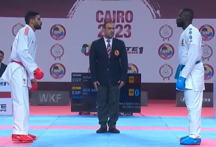 Babacar Seck, en un instante de la final disputada ante el egipcio Mahmoud Taha Tarek.