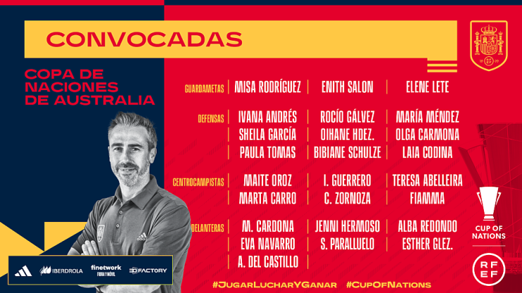 Lista de 25 convocados de Jorge Vilda para la Copa de Naciones de Australia.