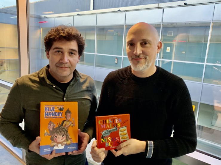 Cesar Ordoñez y Ernesto Navarro en los estudios de Aragón Radio