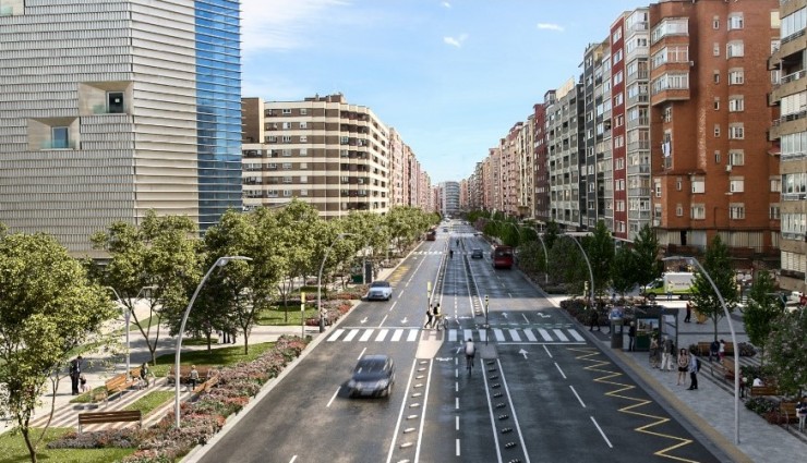 Recreación del aspecto que tendrá la segunda fase de la reforma de la avenida Navarra. / Ayuntamiento de Zaragoza
