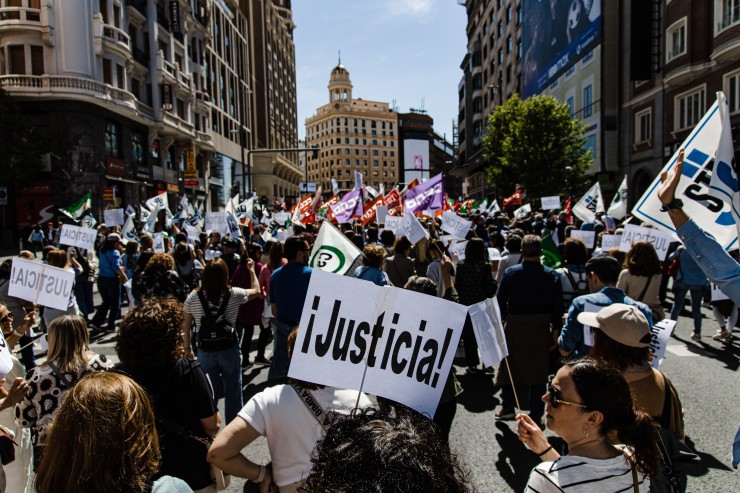 Funcionarios de Justicia durante la manifestación convocada en Madrid. / Europa Press.