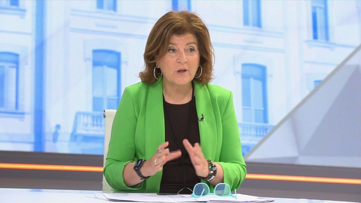 Ángela Alcalá, esta mañana, durante su entrevista en el programa Buenos Días, de Aragón TV.