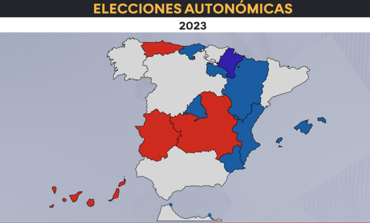 Resultados elecciones autonómicas 2023 en España.
