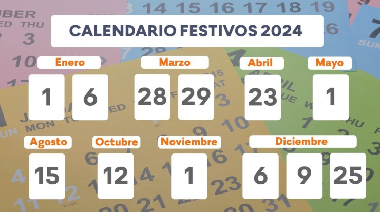 Calendario de festivos laborales para 2024.