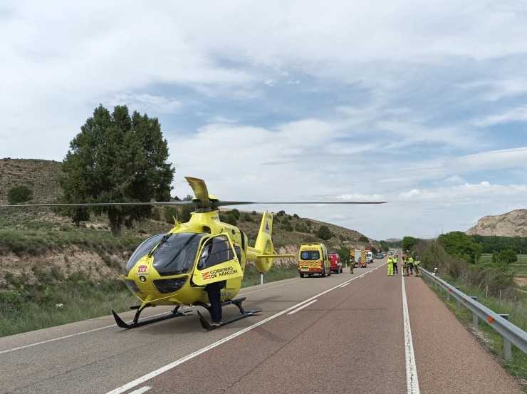 El herido ha sido trasladado en helicóptero hasta un centro hospitalario. | Diputación de Teruel