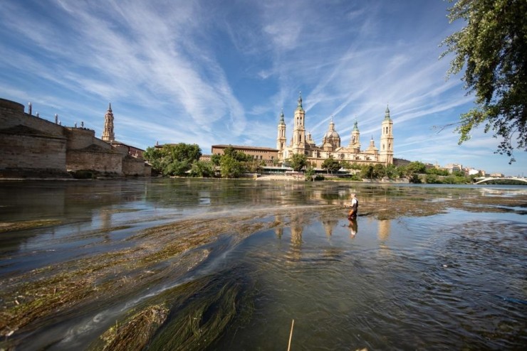Tratamiento contra la mosca negra en el río Ebro este año. / Dani Marcos