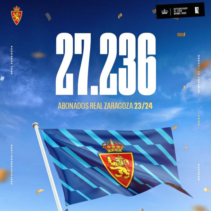 El Real Zaragoza llega a los 27.236 abonados.