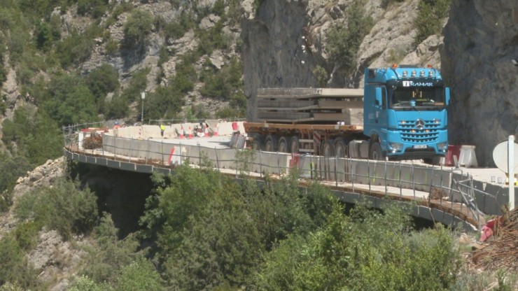 Imagen de las obras en la N-260 en el acceso al valle de Benasque.