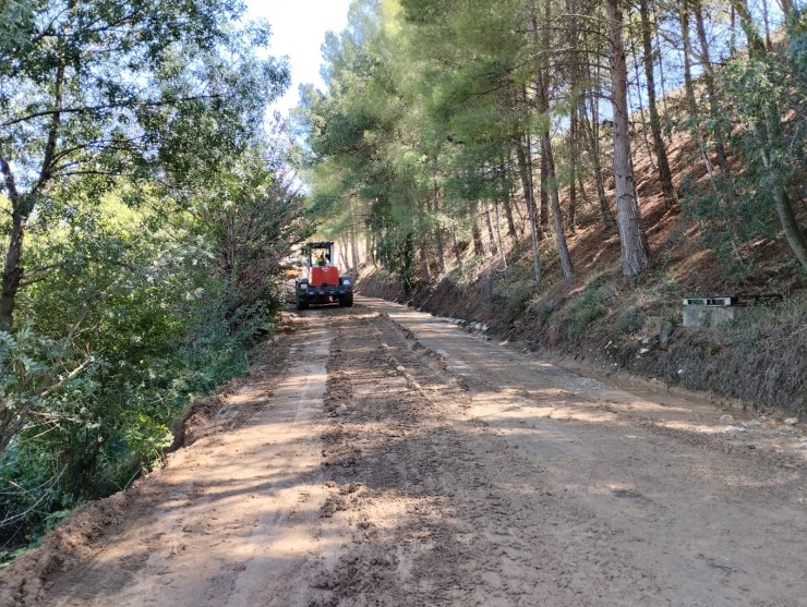 Las máquinas siguen trabajando en la reparación de los caminos agrícolas de Cariñena. | DPZ
