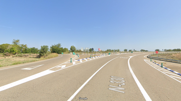 Incorporación a la N-330 desde la carretera de Ontinar. / Google Maps