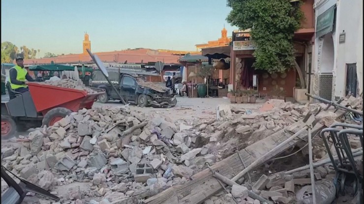 Edificio derruido en Marrakech tras el terremoto. / Reuters