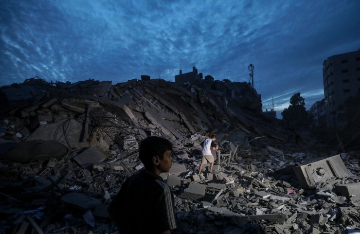 Restos de un edificio de Gaza tras el bombardeo israelí