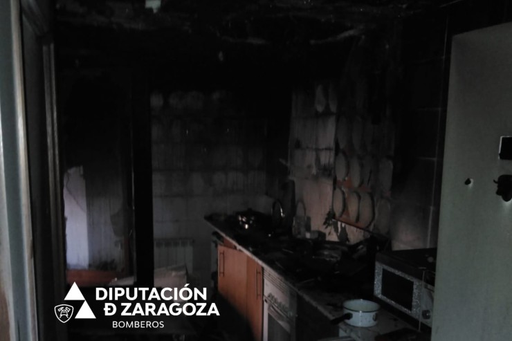 Escena del incendio de la vivienda. / Diputación de Zaragoza