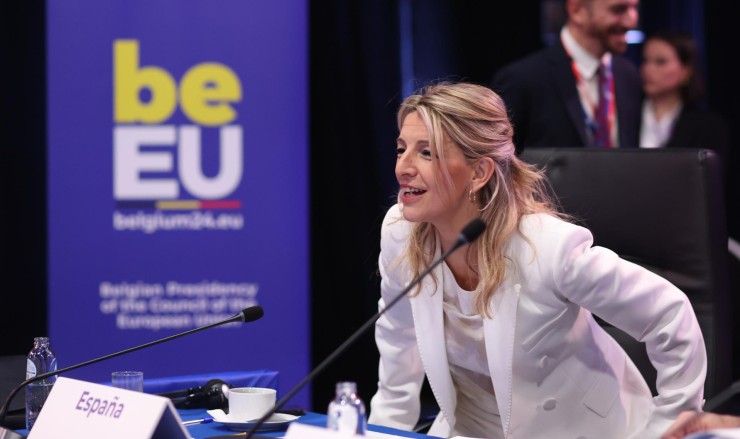 La vicepresidenta segunda del Gobierno y ministra de Trabajo y Economía Social, Yolanda Díaz, participa en Bélgica en una reunión informal de la Unión Europea. / EFE