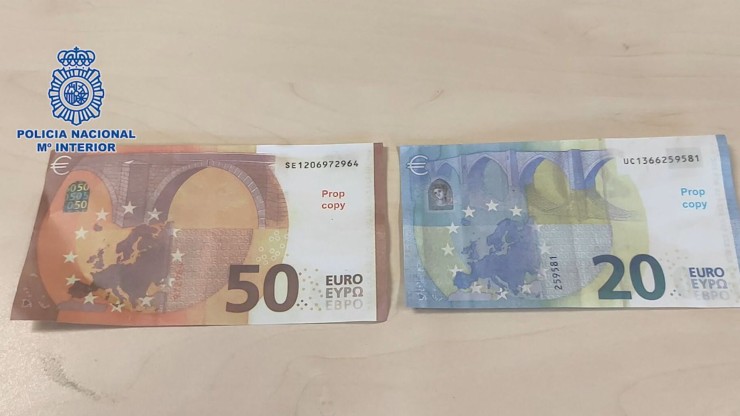 Varios billetes falsos. / Policía Nacional
