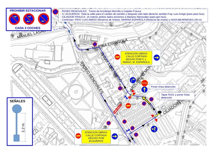 Mapa de las afecciones por la fase final de las obras de renovación de tuberías en la calle Arzobispo Morcillo. | Ayuntamiento de Zaragoza
