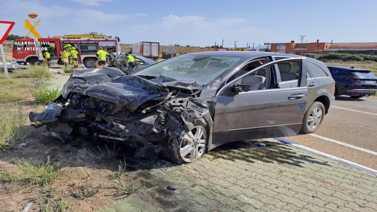 El accidente se produjo el 17 de julio de 2023 en una rotonda de la N-232 en Utebo. / Guardia Civil